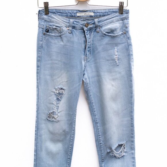 KanCan Jeans Womens 26 Blue Skinny Mid Rise Ripped Stretch Light Wash Denim - Picture 3 of 12